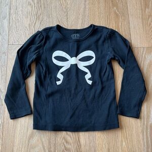 Carter’s Long Sleeve T-shirt Black with White Bow Size 4
